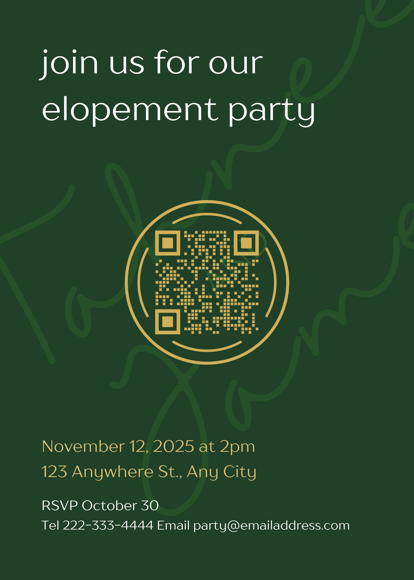 Wedding Elopement & Party Announcement - Northern Forest Theme 5"x 7"