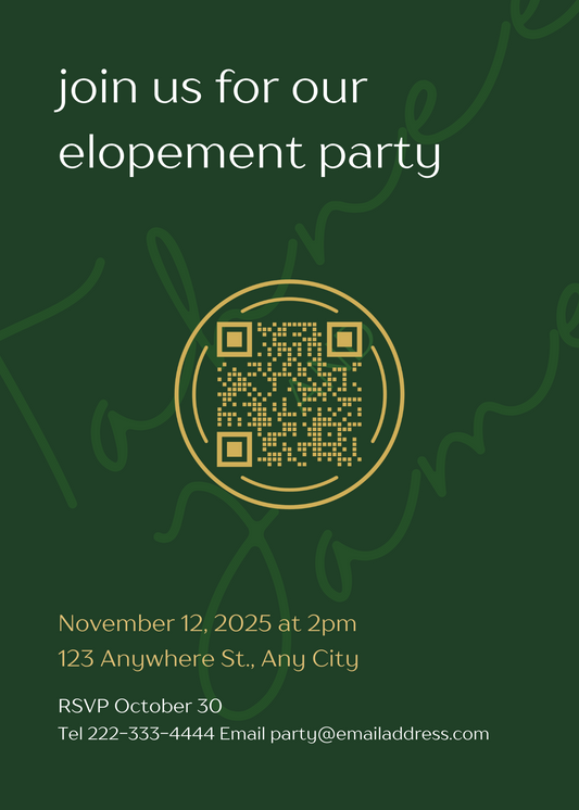 Wedding Elopement & Party Announcement - Northern Forest Theme 5"x 7"