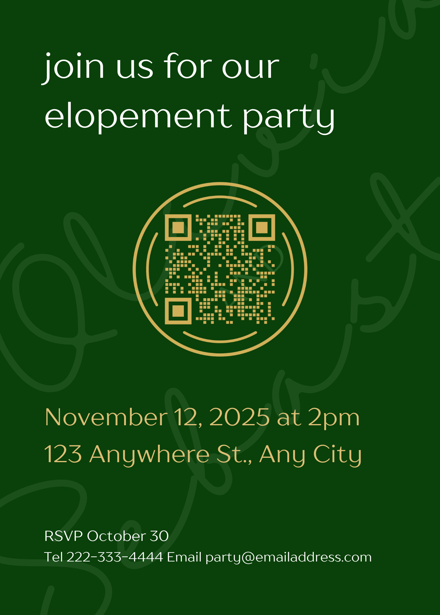 Wedding Elopement & Party Announcement - Meditteranean Theme 5"x 7"