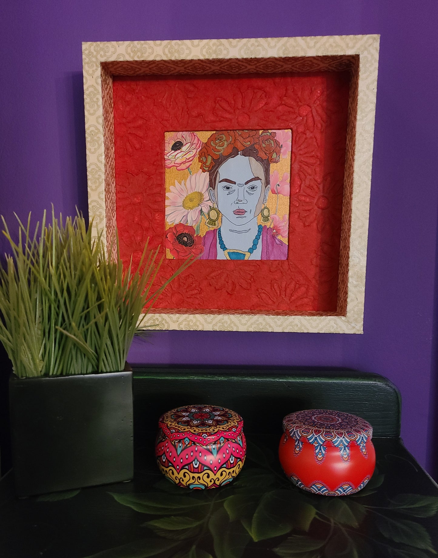 Frida Khalo 2 - Multi-media Art Piece - Decoupaged Frame