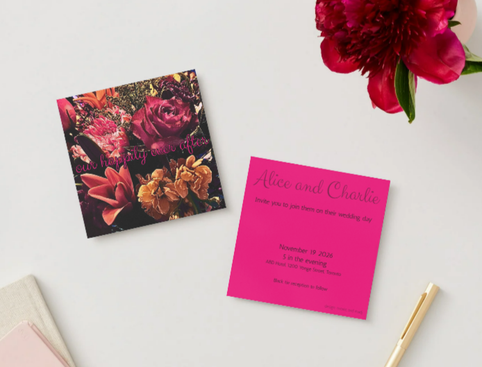 Wedding Stationery Package - Bold Floral with Fuschia Back