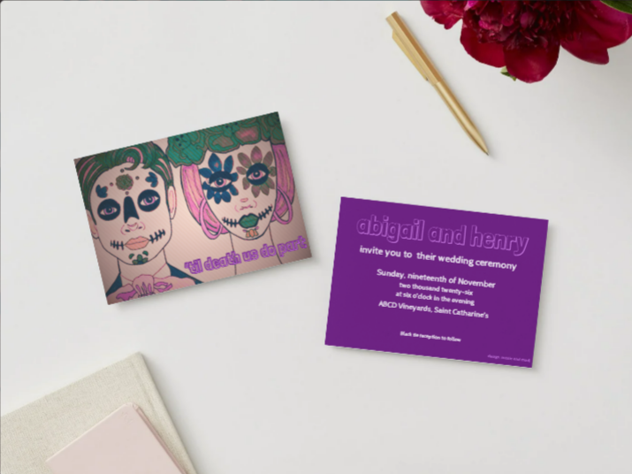 Wedding Stationery Package - Quirky Betrothed Couple - Vintage