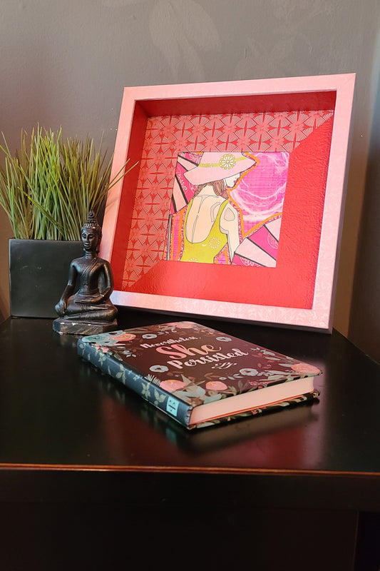 Sunbather 2 - Multi-media Art Piece - Decoupage Frame