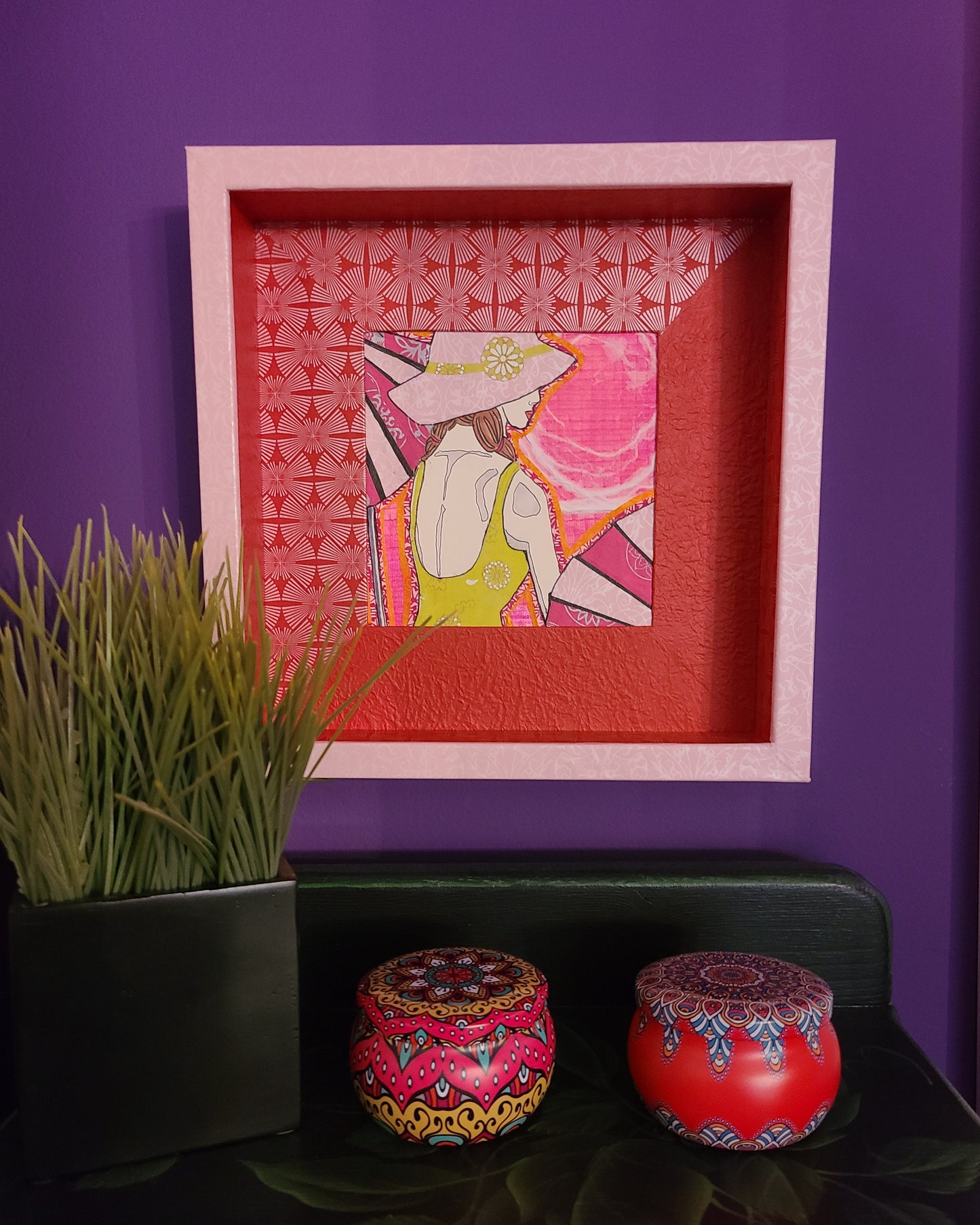 Sunbather 2 - Multi-media Art Piece - Decoupage Frame