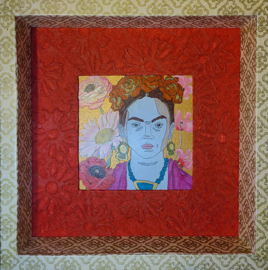 Frida Khalo 2 - Multi-media Art Piece - Decoupaged Frame