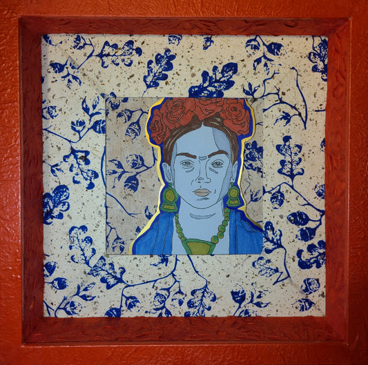 Frida Khalo 3 - Multi-media Art Piece - Decoupaged Frame