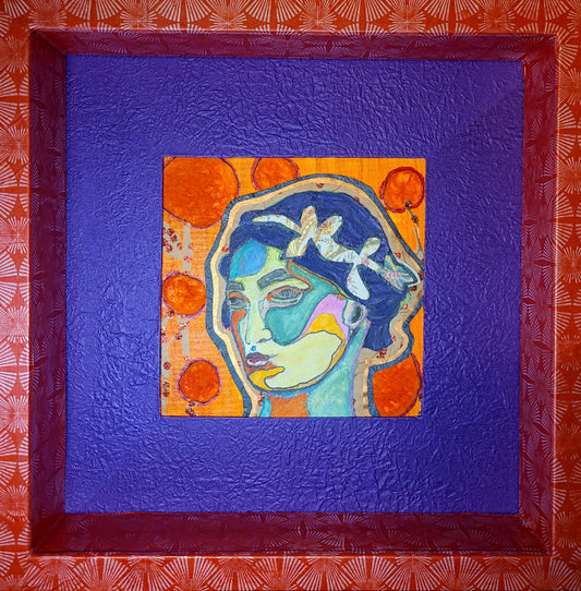 Athena 1 - Multi-media Art Piece - Decoupaged Frame