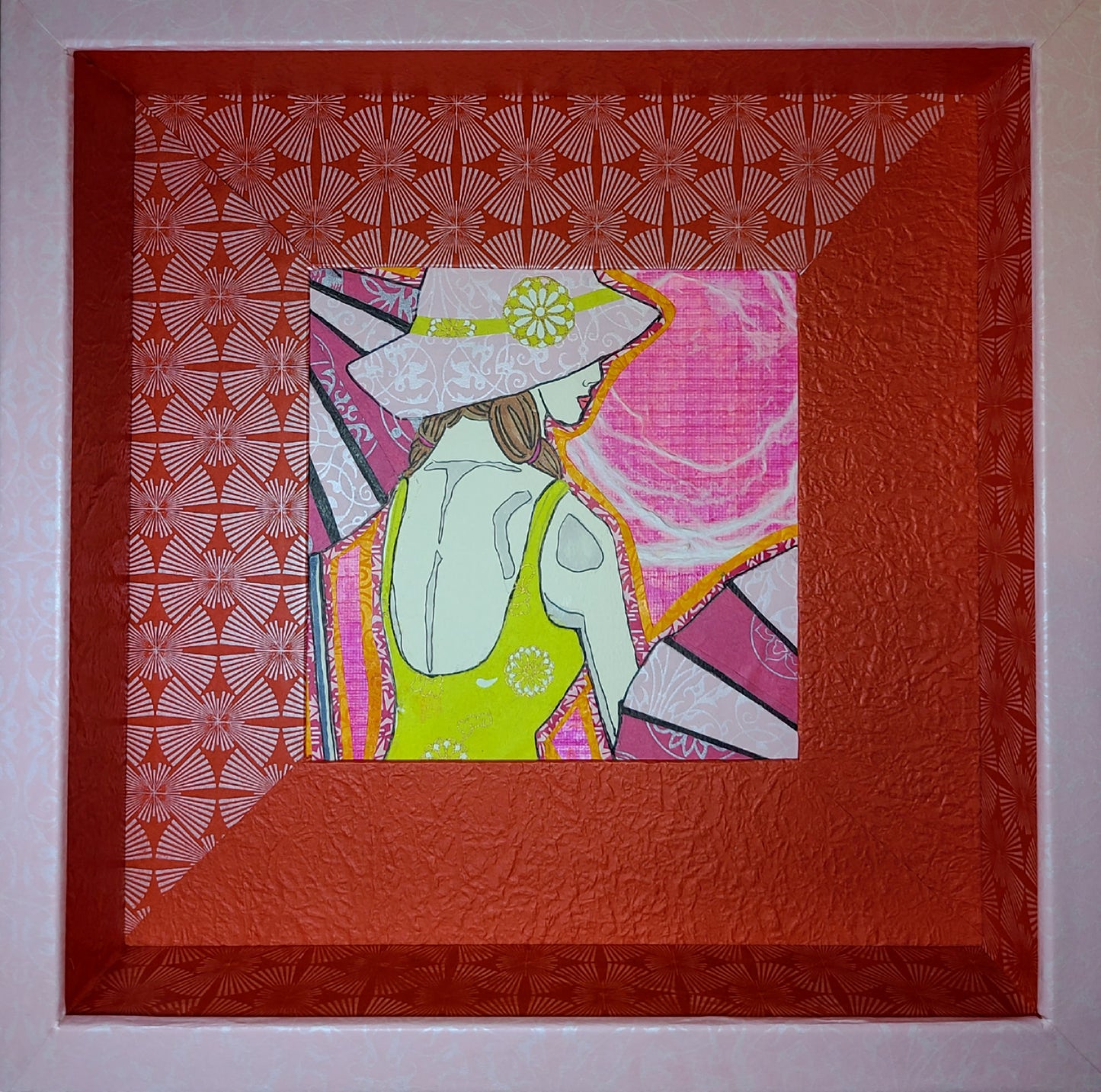 Sunbather 2 - Multi-media Art Piece - Decoupage Frame