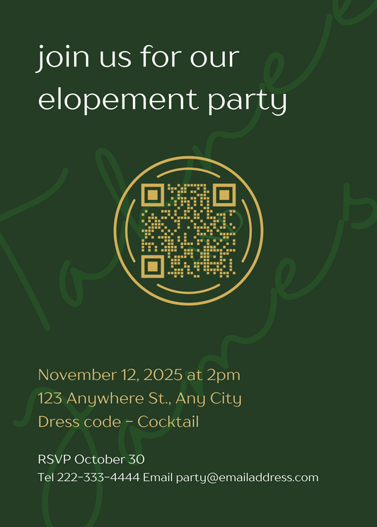 Wedding Elopement & Party Announcement - Misty Forest Theme - 5"x 7"