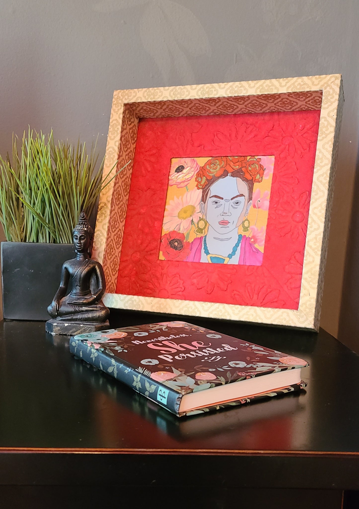 Frida Khalo 2 - Multi-media Art Piece - Decoupaged Frame