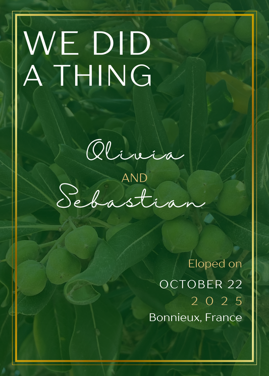 Wedding Elopement & Party Announcement - Meditteranean Theme 5"x 7"