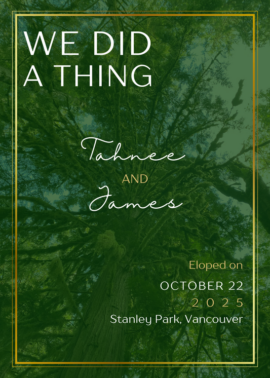 Wedding Elopement & Party Announcement - Northern Forest Theme 5"x 7"