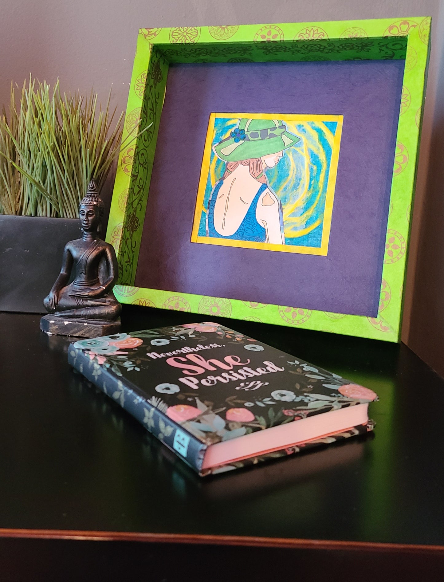 Sunbather 3 - Multi-media Art Piece - Decoupage Frame