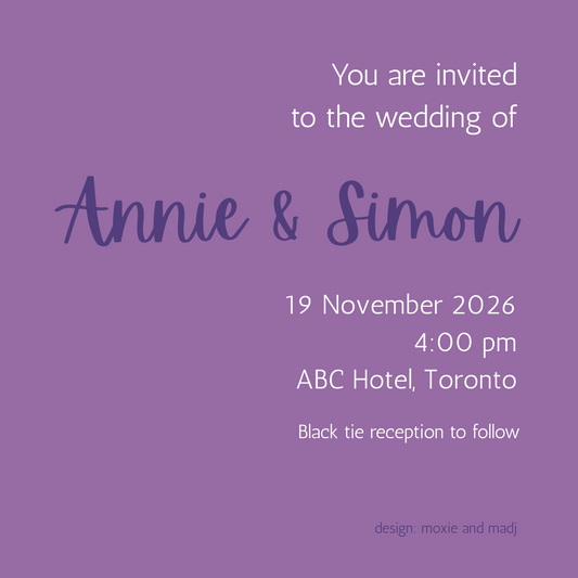 Wedding Stationery Package - Bold Floral with Violet Back