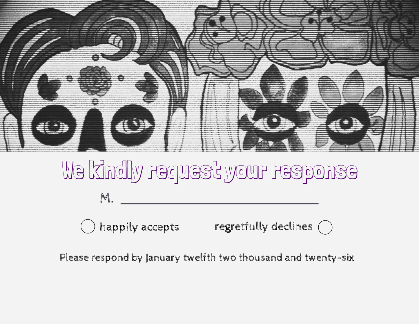 Wedding Stationery Package - Quirky Betrothed Couple - Classic