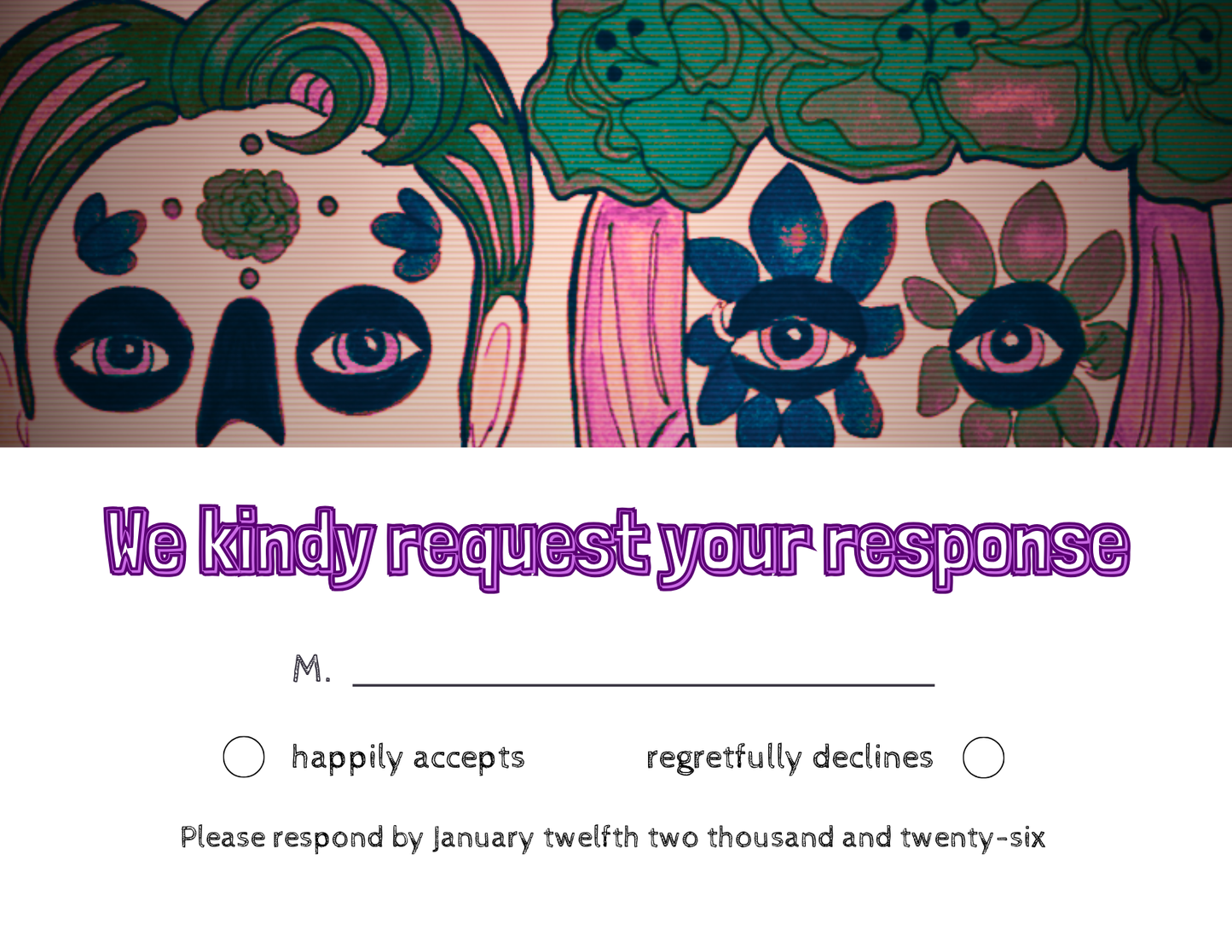 Wedding Stationery Package - Quirky Betrothed Couple - Vintage