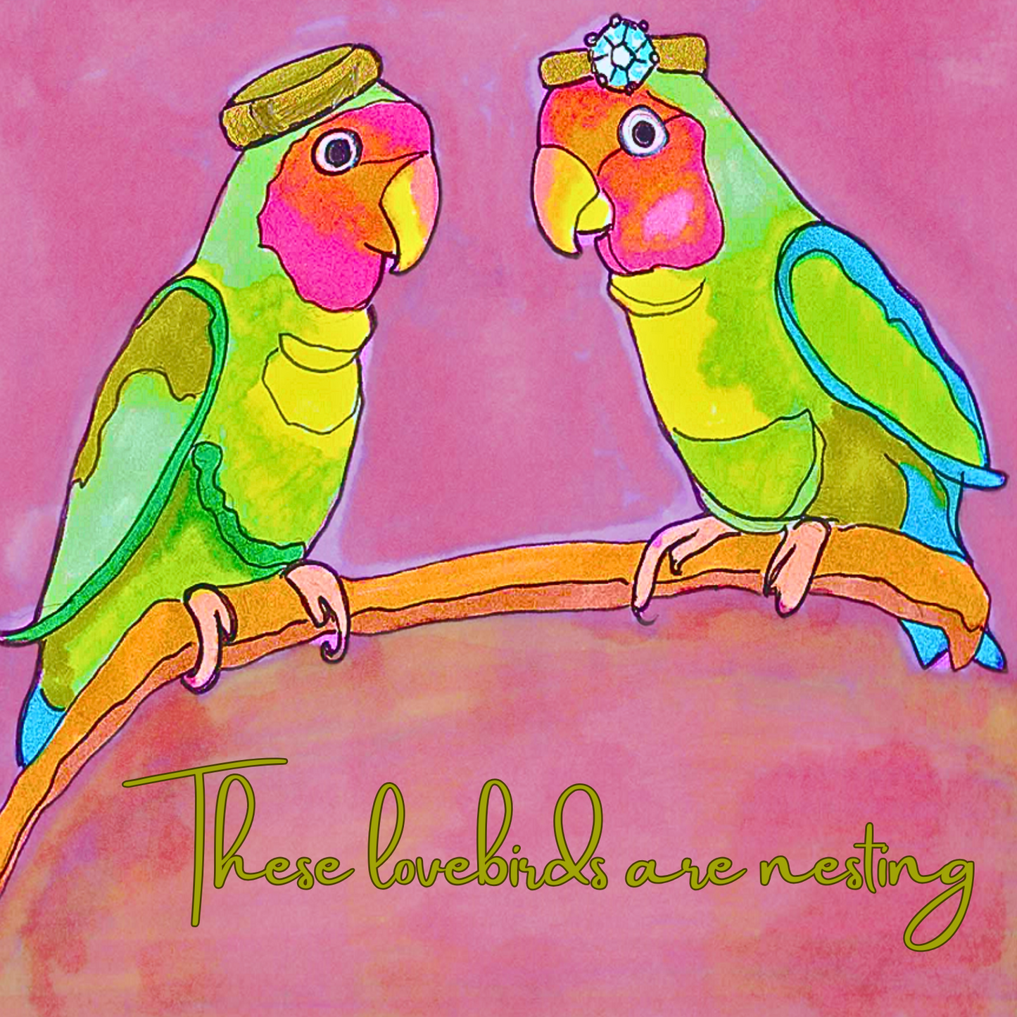 Wedding Stationery Package - Colourful Love Birds
