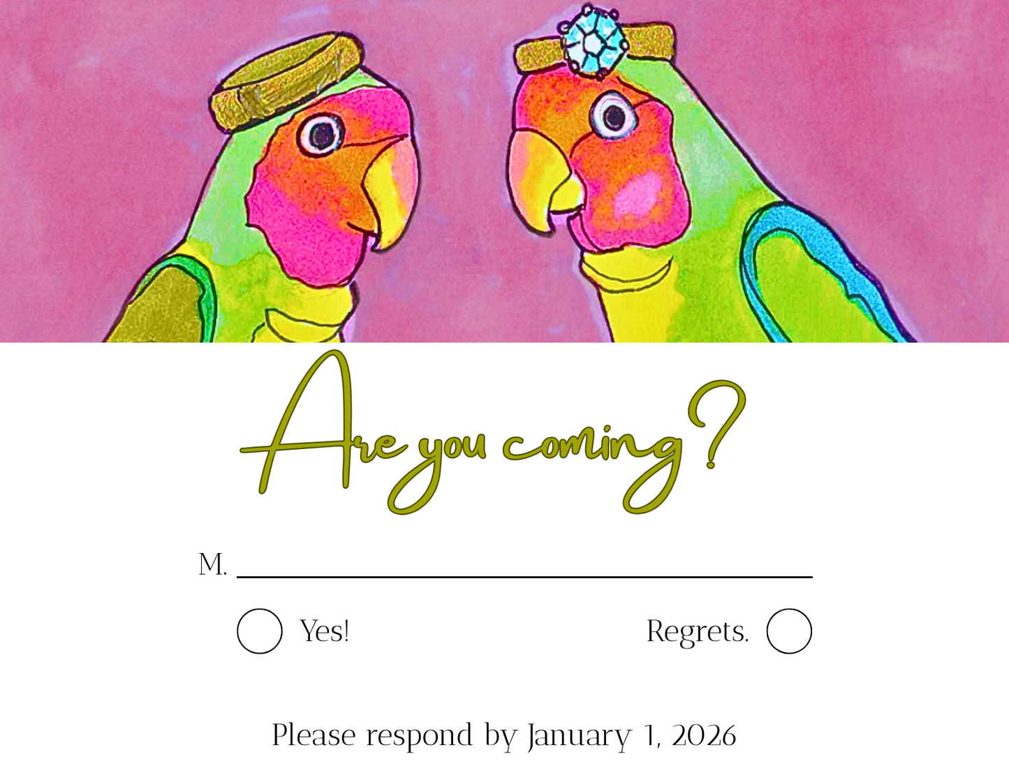 Wedding Stationery Package - Colourful Love Birds